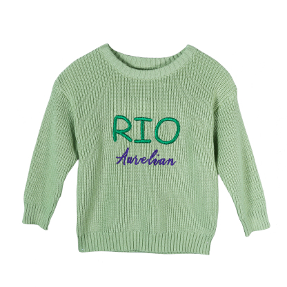 Personalised Kids Sweater Custom Knit Sweater with 1 Name Hand Embroidered Oversized Sweater Chunky Knit Name Jumper Newborn Baby Toddler Kids gift