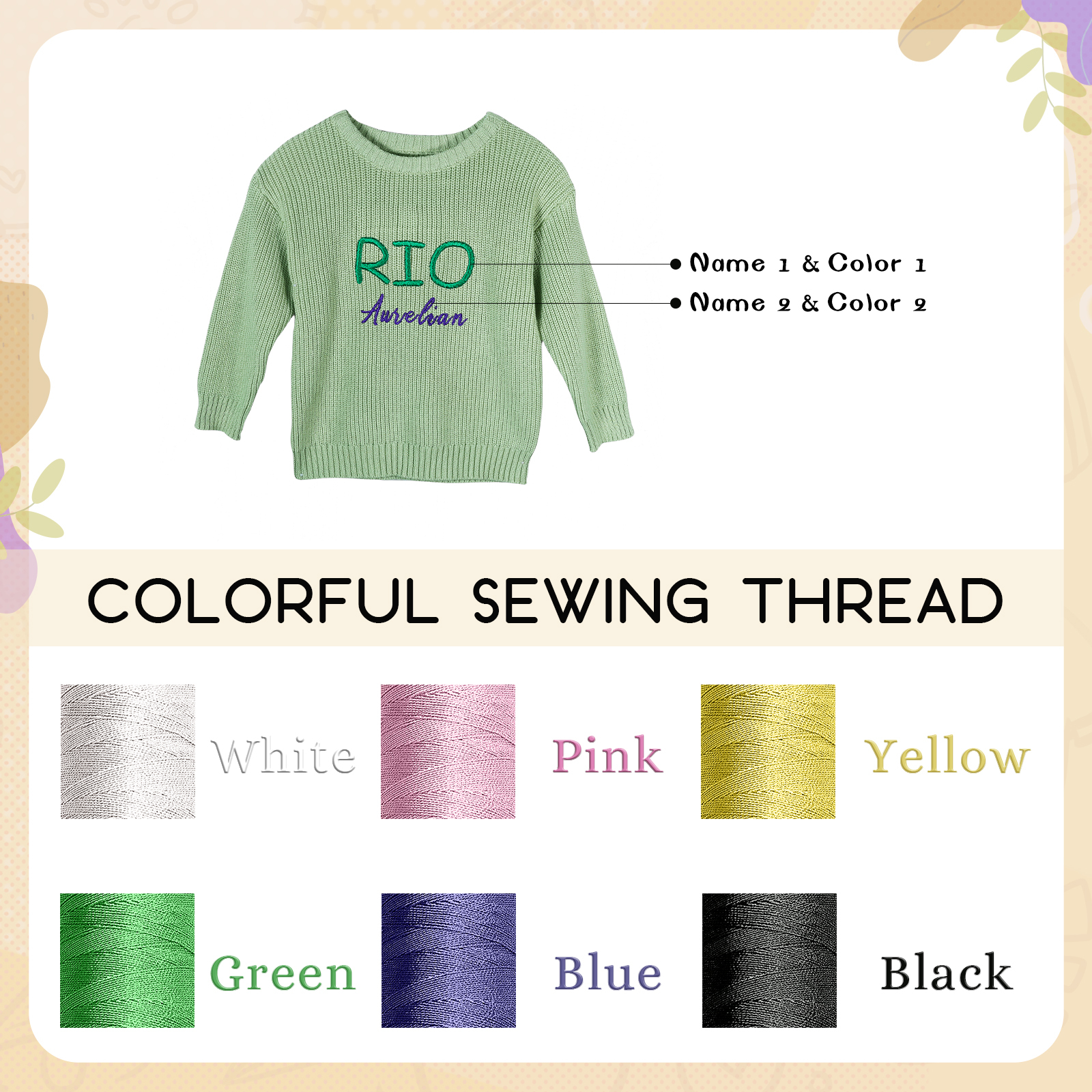 Personalised Kids Sweater Custom Knit Sweater with 1 Name Hand Embroidered Oversized Sweater Chunky Knit Name Jumper Newborn Baby Toddler Kids gift