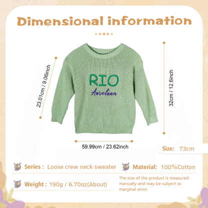 Personalised Kids Sweater Custom Knit Sweater with 1 Name Hand Embroidered Oversized Sweater Chunky Knit Name Jumper Newborn Baby Toddler Kids gift