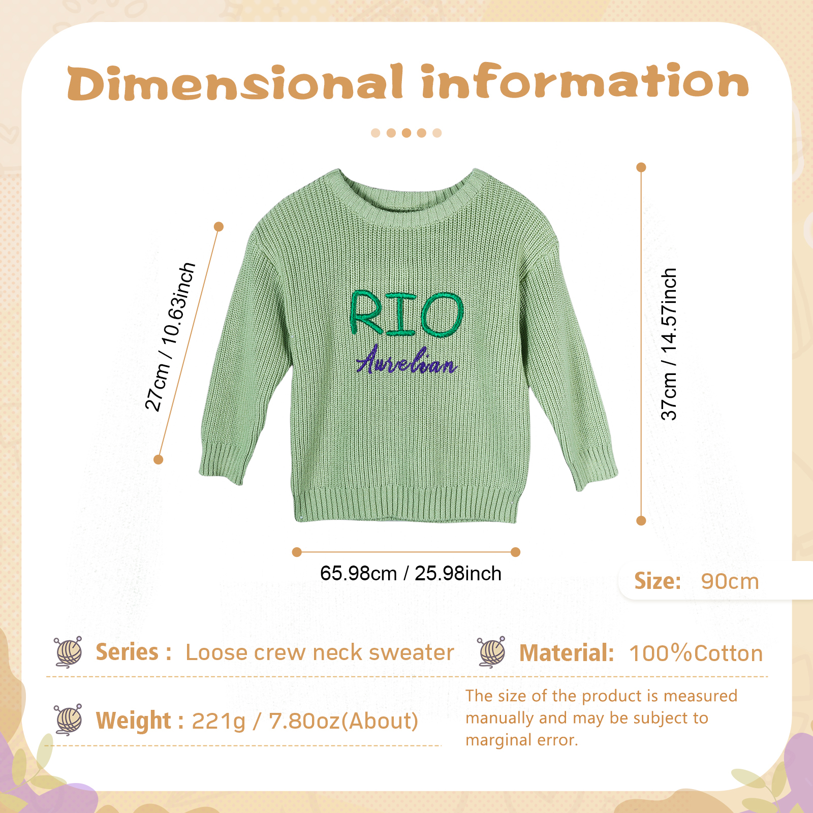 Personalised Kids Sweater Custom Knit Sweater with 1 Name Hand Embroidered Oversized Sweater Chunky Knit Name Jumper Newborn Baby Toddler Kids gift