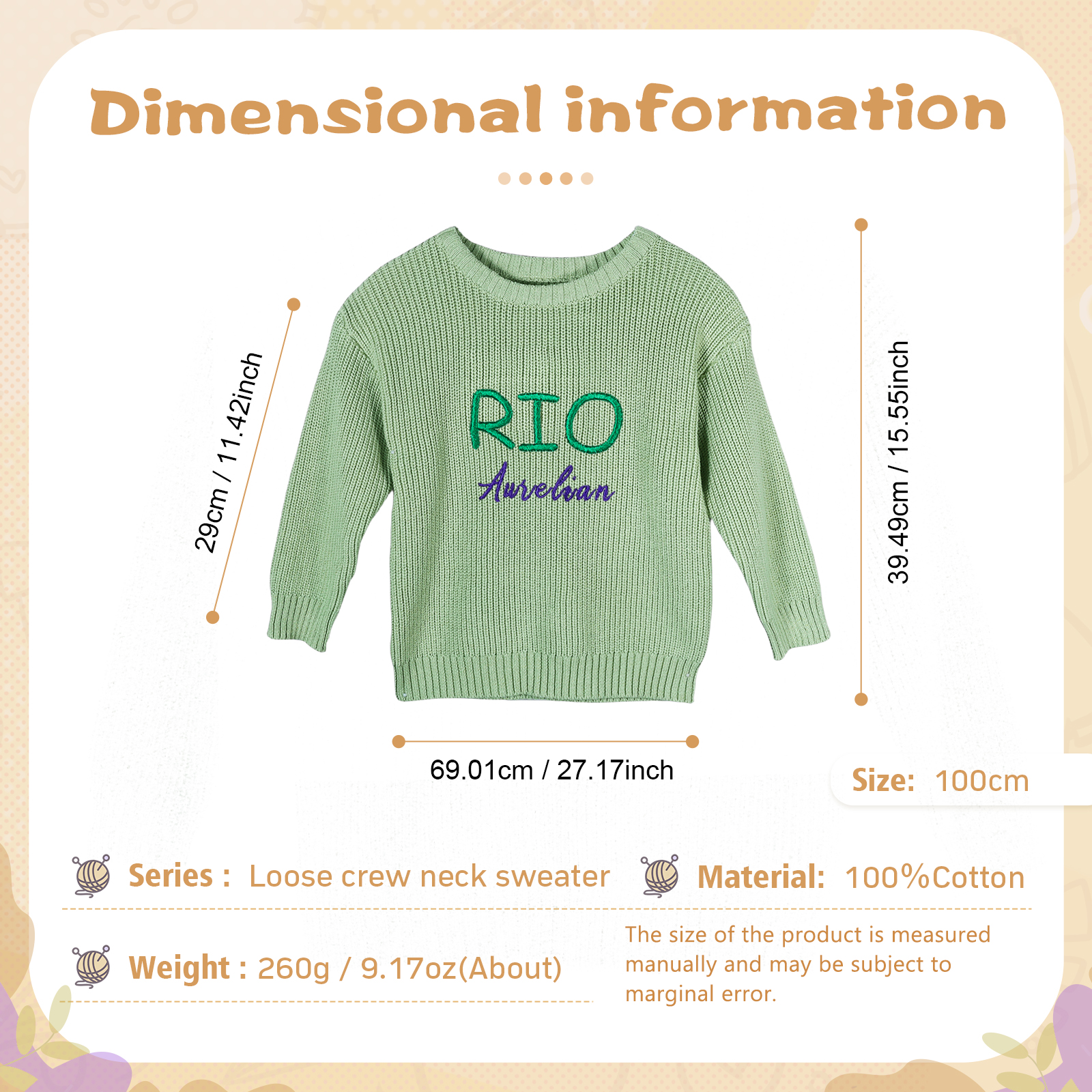 Personalised Kids Sweater Custom Knit Sweater with 1 Name Hand Embroidered Oversized Sweater Chunky Knit Name Jumper Newborn Baby Toddler Kids gift