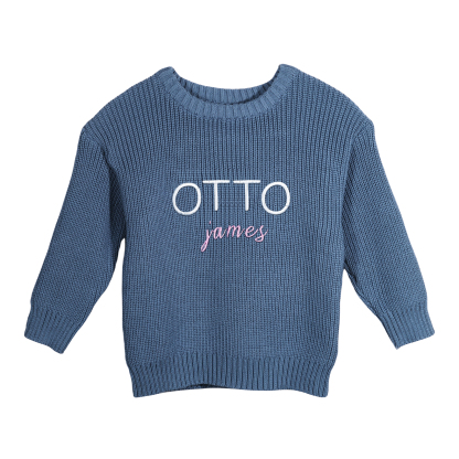 Personalised Kids Sweater Custom Knit Sweater with 1 Name Hand Embroidered Oversized Sweater Chunky Knit Name Jumper Newborn Baby Toddler Kids gift
