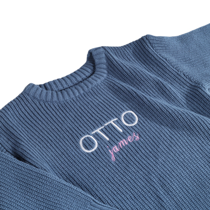 Personalised Kids Sweater Custom Knit Sweater with 1 Name Hand Embroidered Oversized Sweater Chunky Knit Name Jumper Newborn Baby Toddler Kids gift