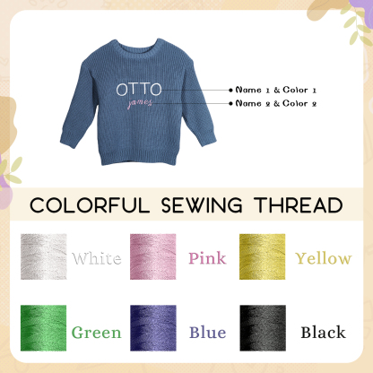 Personalised Kids Sweater Custom Knit Sweater with 1 Name Hand Embroidered Oversized Sweater Chunky Knit Name Jumper Newborn Baby Toddler Kids gift