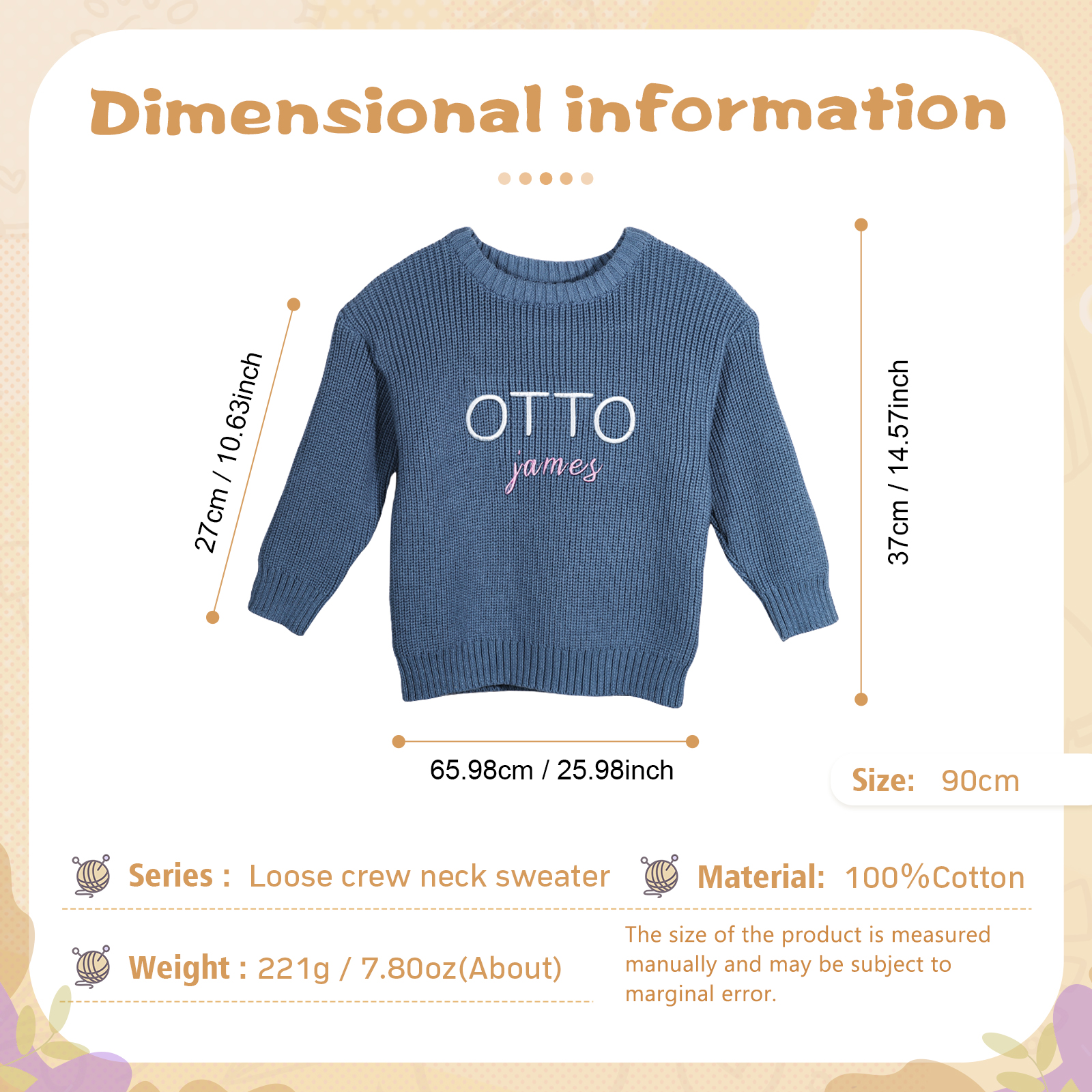 Personalised Kids Sweater Custom Knit Sweater with 1 Name Hand Embroidered Oversized Sweater Chunky Knit Name Jumper Newborn Baby Toddler Kids gift