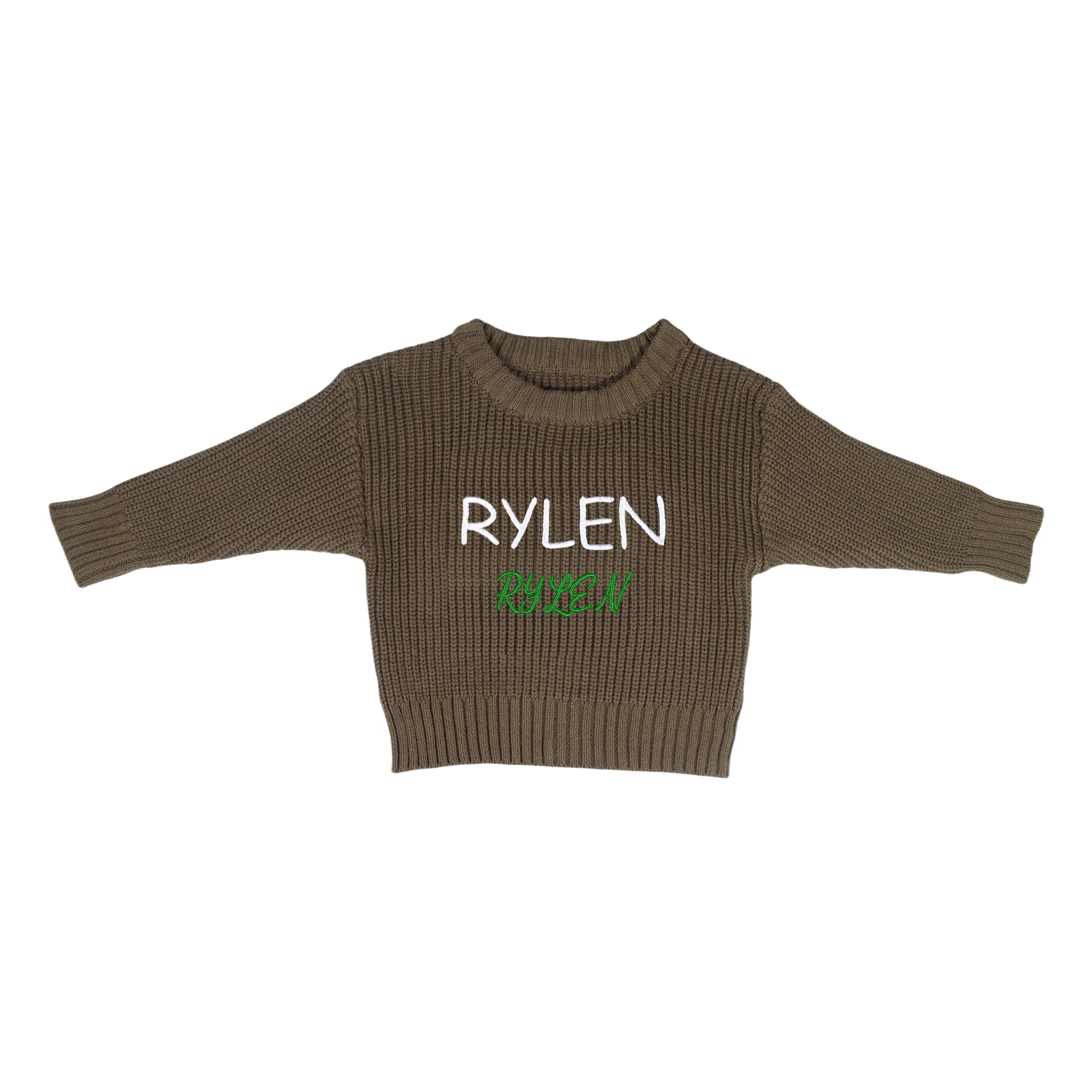 Personalised Kids Sweater Custom Knit Sweater with 1 Name Hand Embroidered Oversized Sweater Chunky Knit Name Jumper Newborn Baby Toddler Kids gift