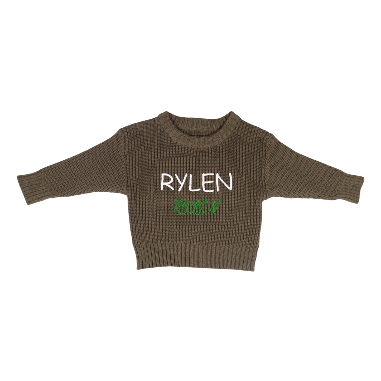 Personalised Kids Sweater Custom Knit Sweater with 1 Name Hand Embroidered Oversized Sweater Chunky Knit Name Jumper Newborn Baby Toddler Kids gift