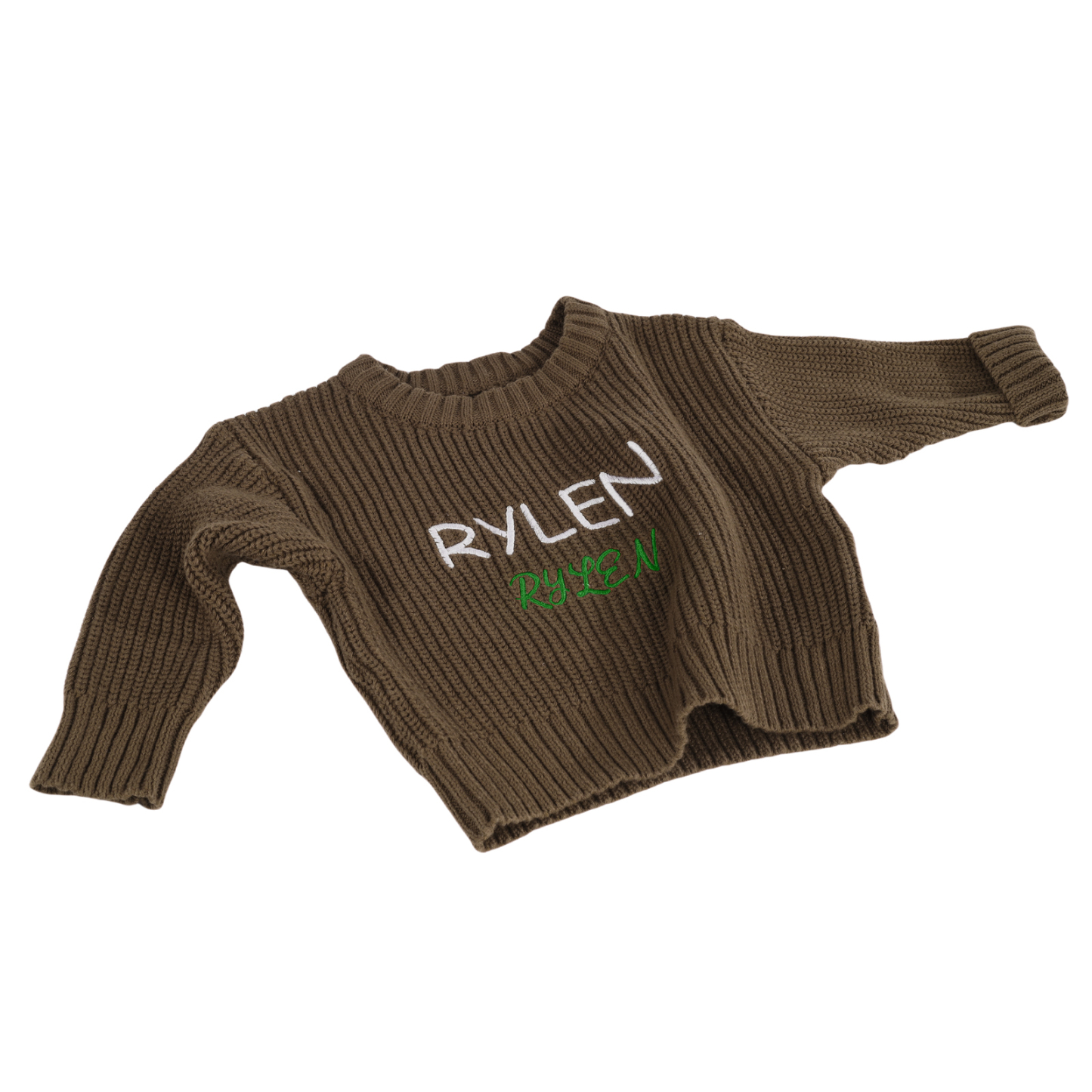 Personalised Kids Sweater Custom Knit Sweater with 1 Name Hand Embroidered Oversized Sweater Chunky Knit Name Jumper Newborn Baby Toddler Kids gift