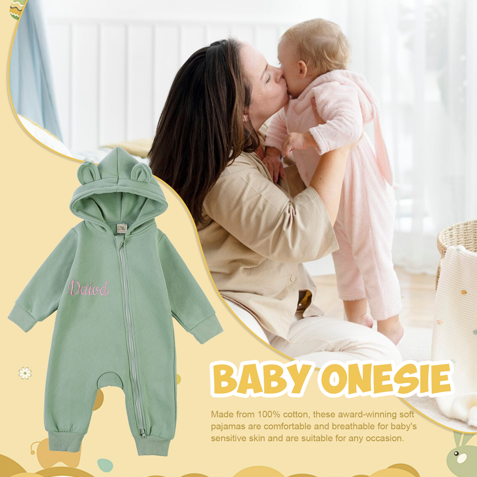 Personalised Name Brody Bear Romper Bestgift Autumn and Winter Baby Outing Clothes Thickened Newborn Clothes Jumpsuit