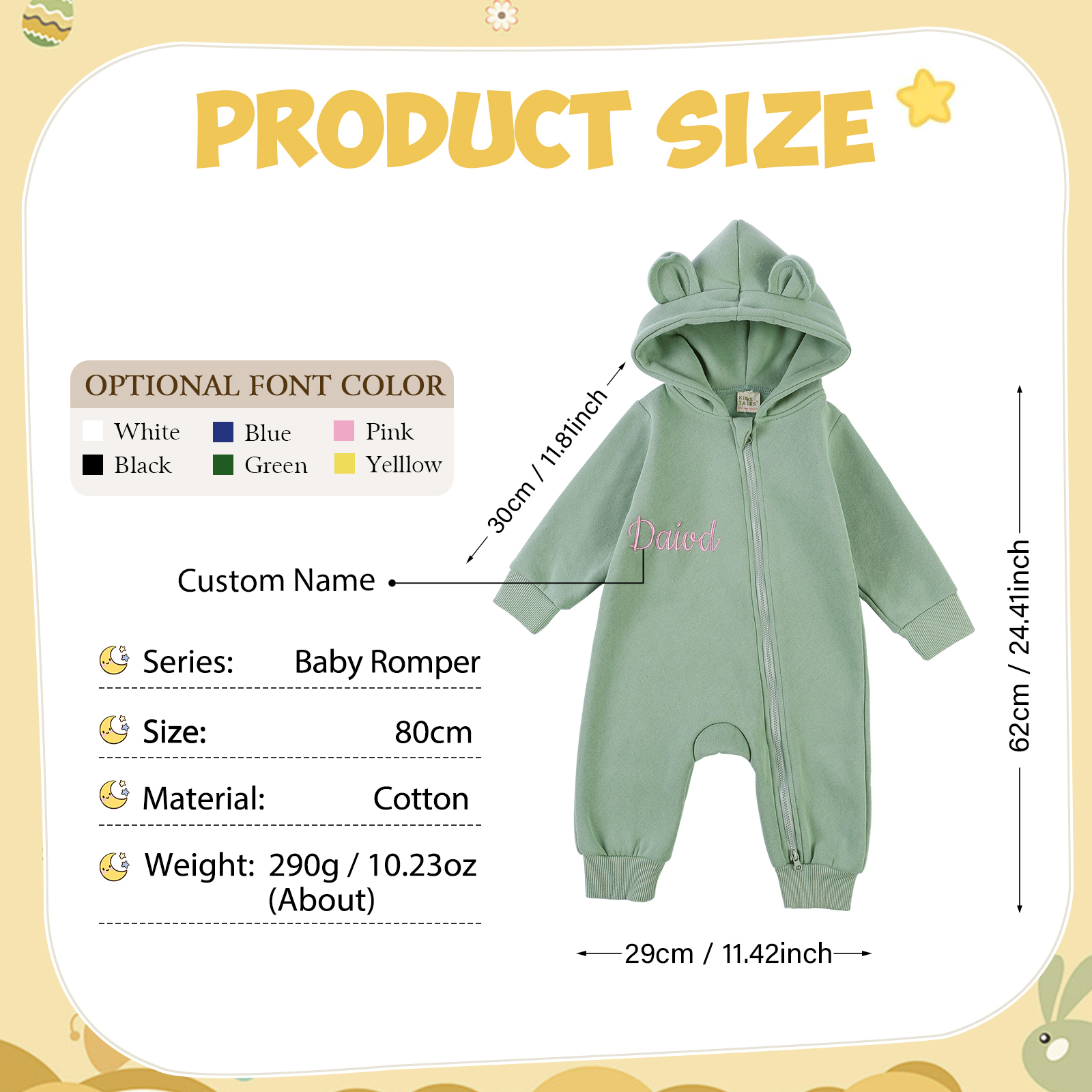 Personalised Name Brody Bear Romper Bestgift Autumn and Winter Baby Outing Clothes Thickened Newborn Clothes Jumpsuit