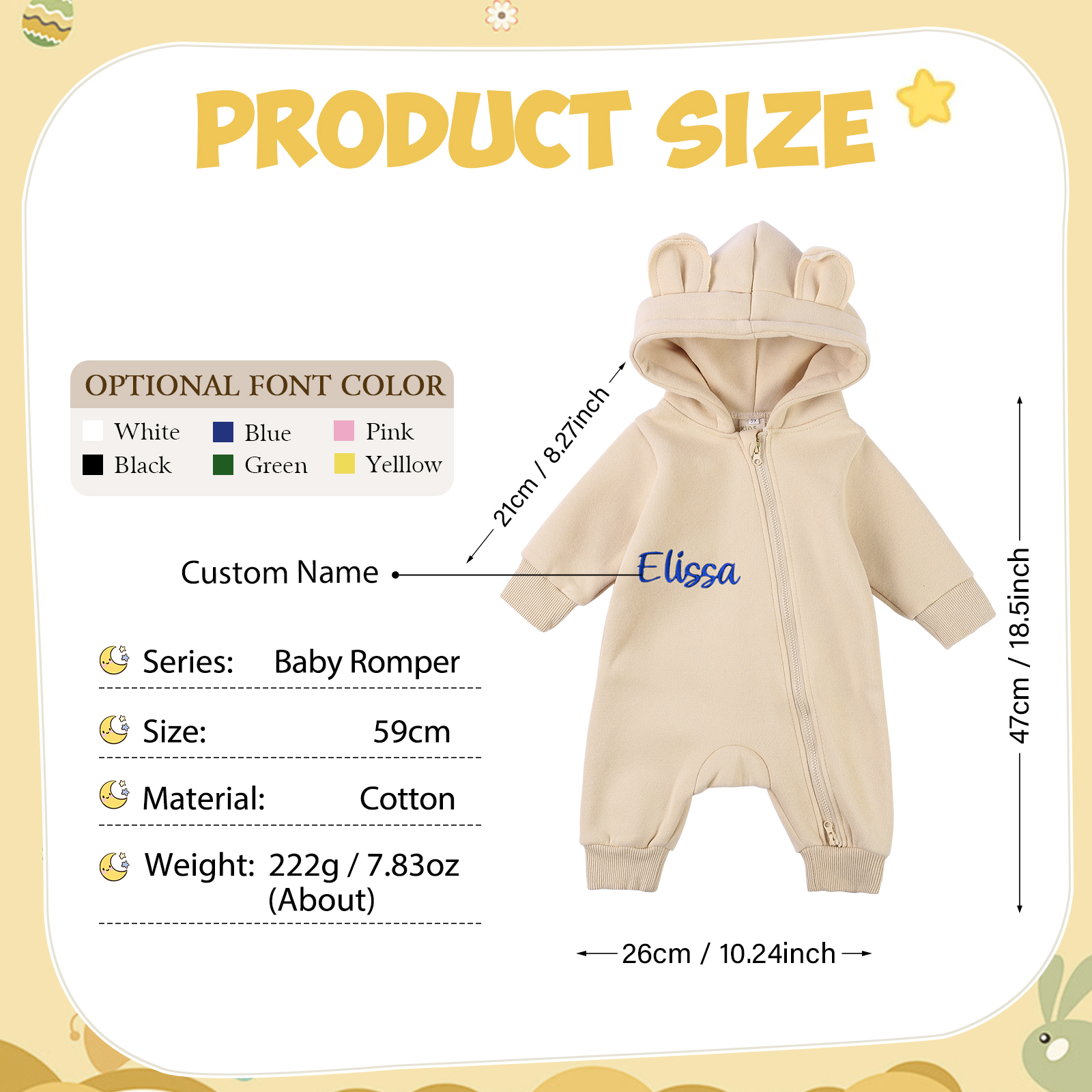 Personalised Name Brody Bear Romper Bestgift Autumn and Winter Baby Outing Clothes Thickened Newborn Clothes Jumpsuit