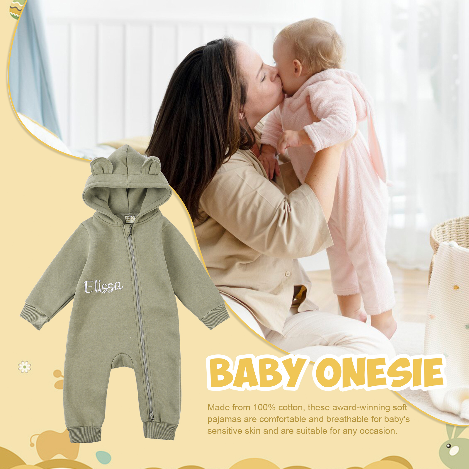 Personalised Name Brody Bear Romper Bestgift Autumn and Winter Baby Outing Clothes Thickened Newborn Clothes Jumpsuit
