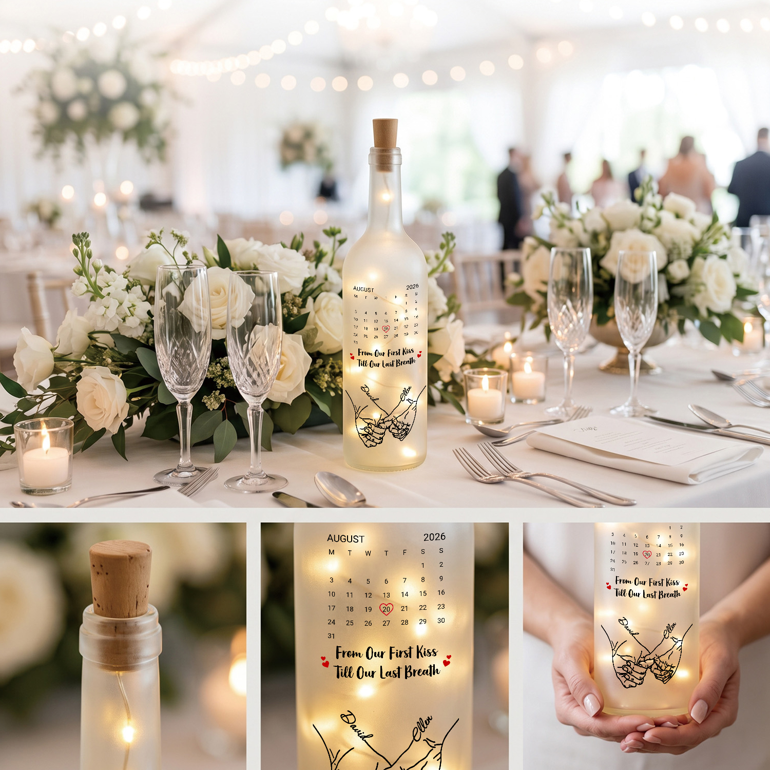 Personalised Couple Light-Up Bottle with 2 Names and Date – Romantic Keepsake Gift