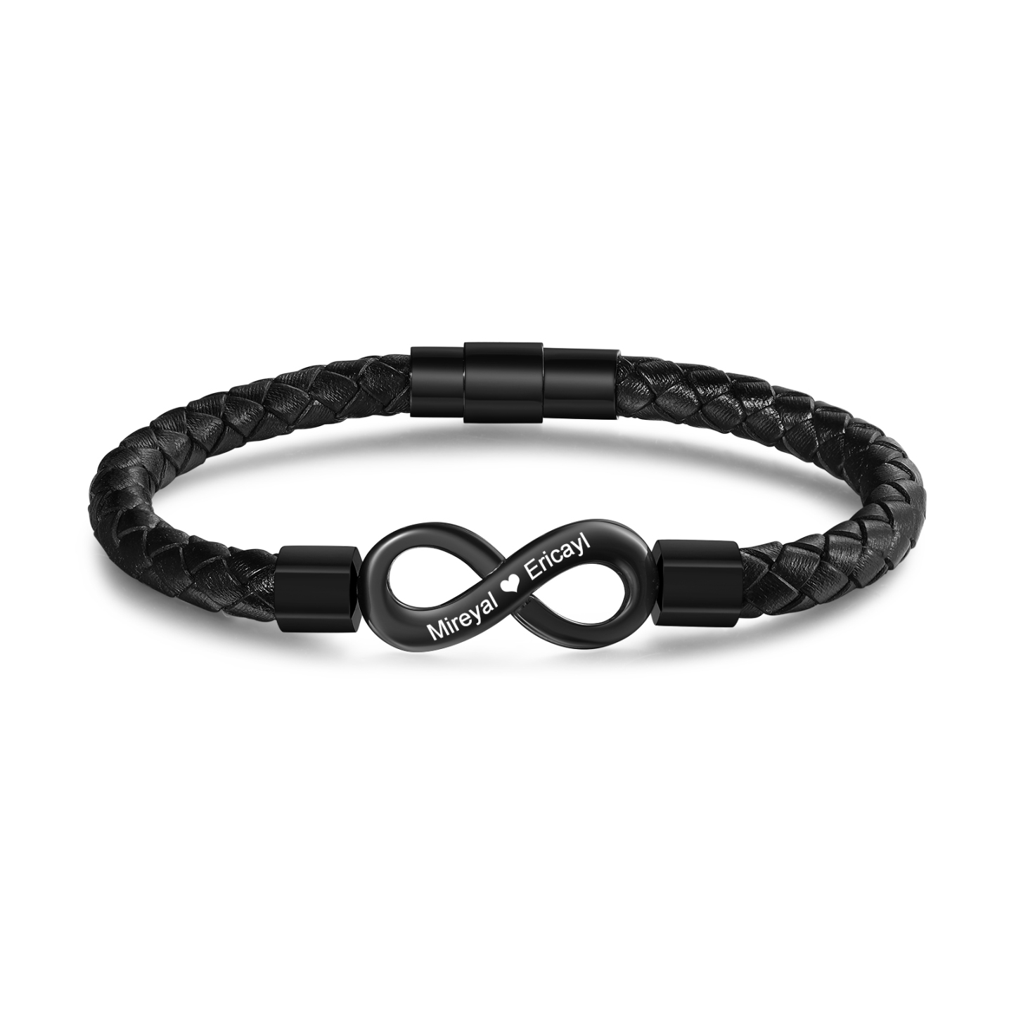 Personalised Black/Silver Infinity Bracelet for Couples with 2 Names