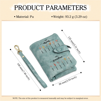 Personalised Women Wallet Custom With 2-12 Names and Birth Flower Wallet Gift for Mum/Nan | Jessemade