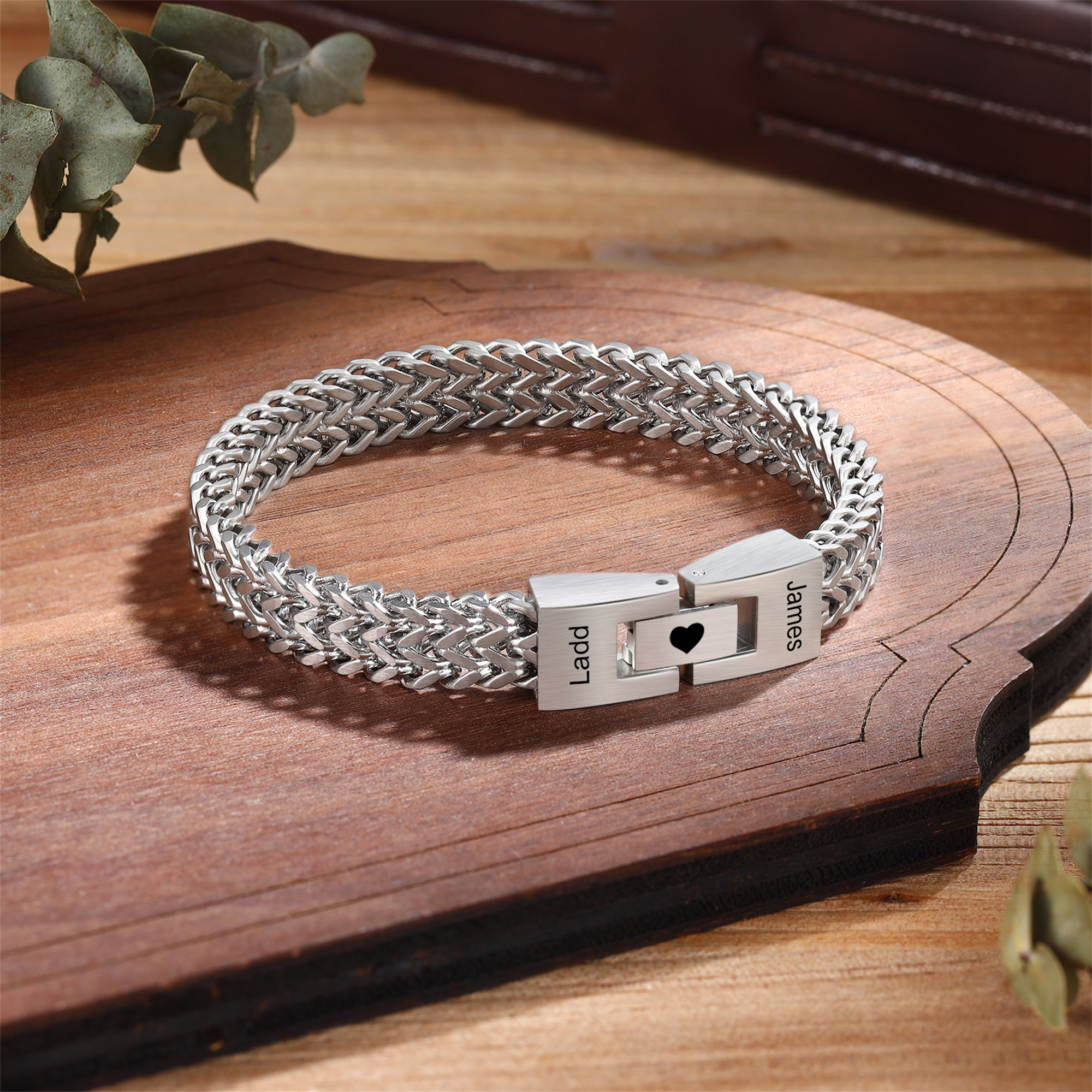 Personalised Men's Stainless Steel Cuban Link Bracelet with Name