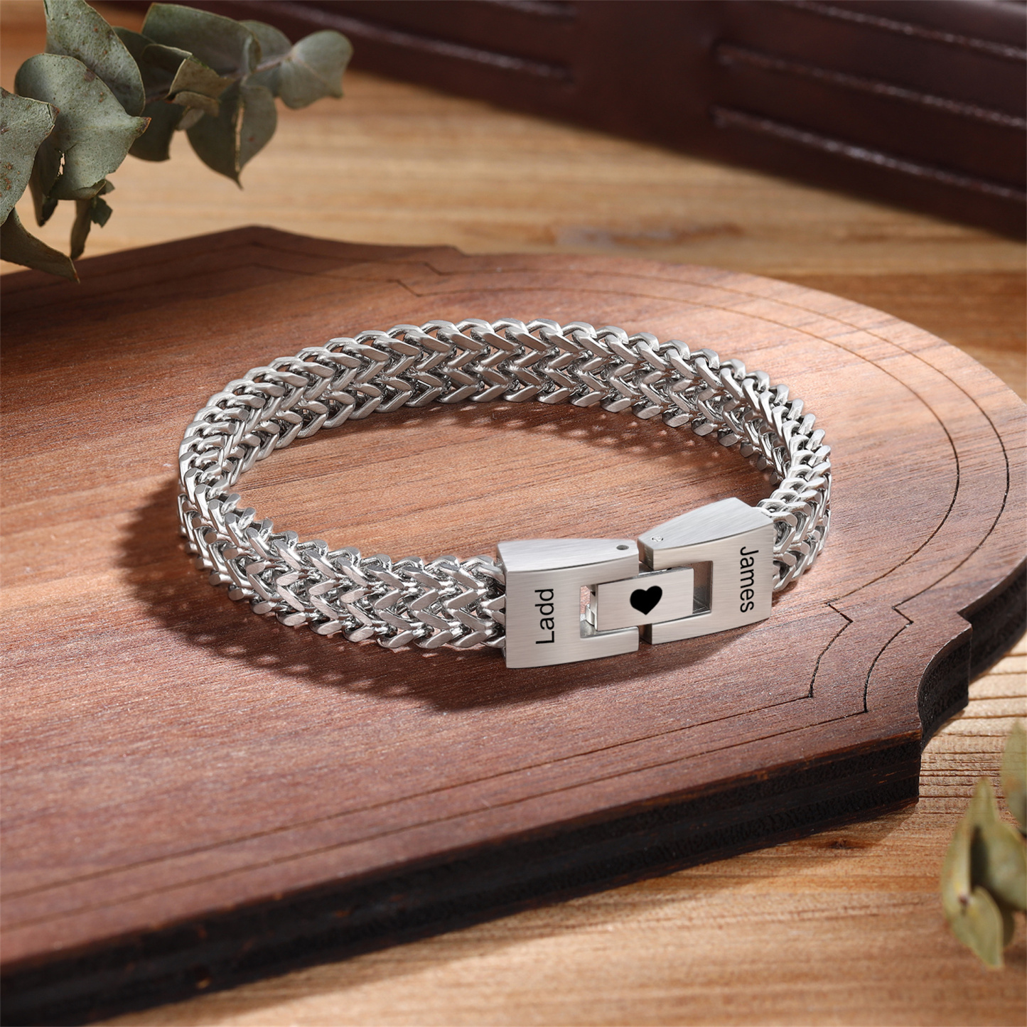 Personalised Men's Stainless Steel Cuban Link Bracelet with Name