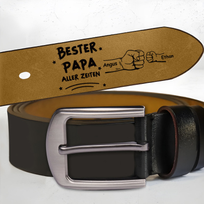 Personalised Belt Custom 2-6 Names Leather Belt with Fist Bump Gift for Him | Father’s Day Gift | Jessemade