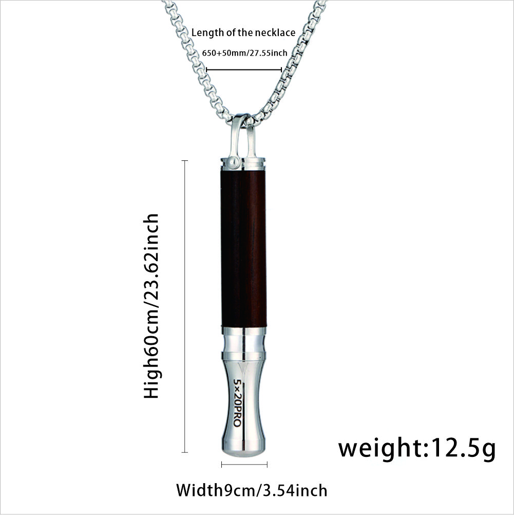 Breathing necklace with wooden pendant to relieve anxiety and stop smoking