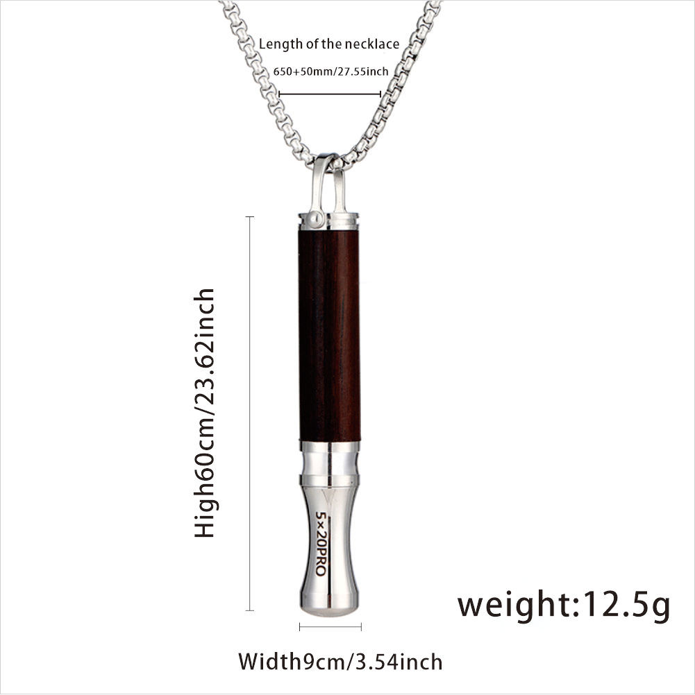 Breathing necklace with wooden pendant to relieve anxiety and stop smoking