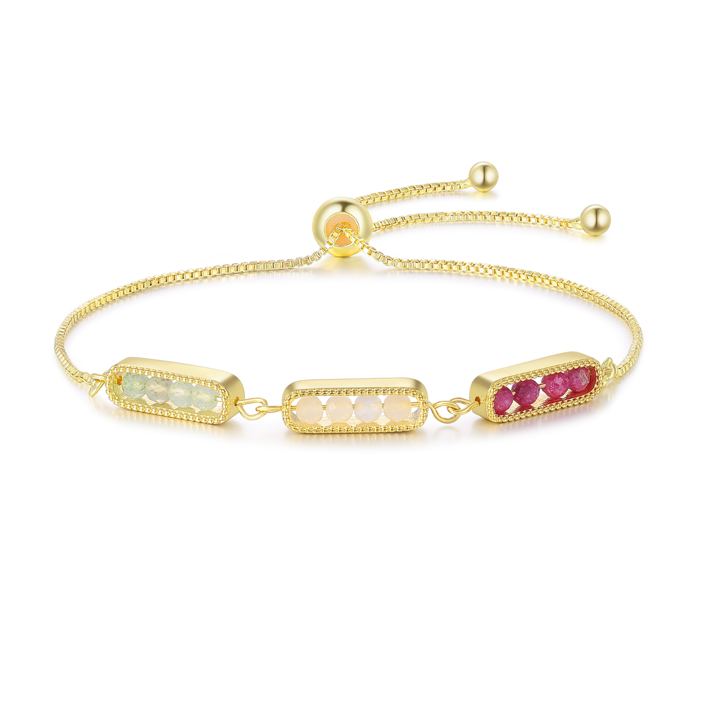 Personalised bar bracelet with birthstone, adjustable in a minimalist design