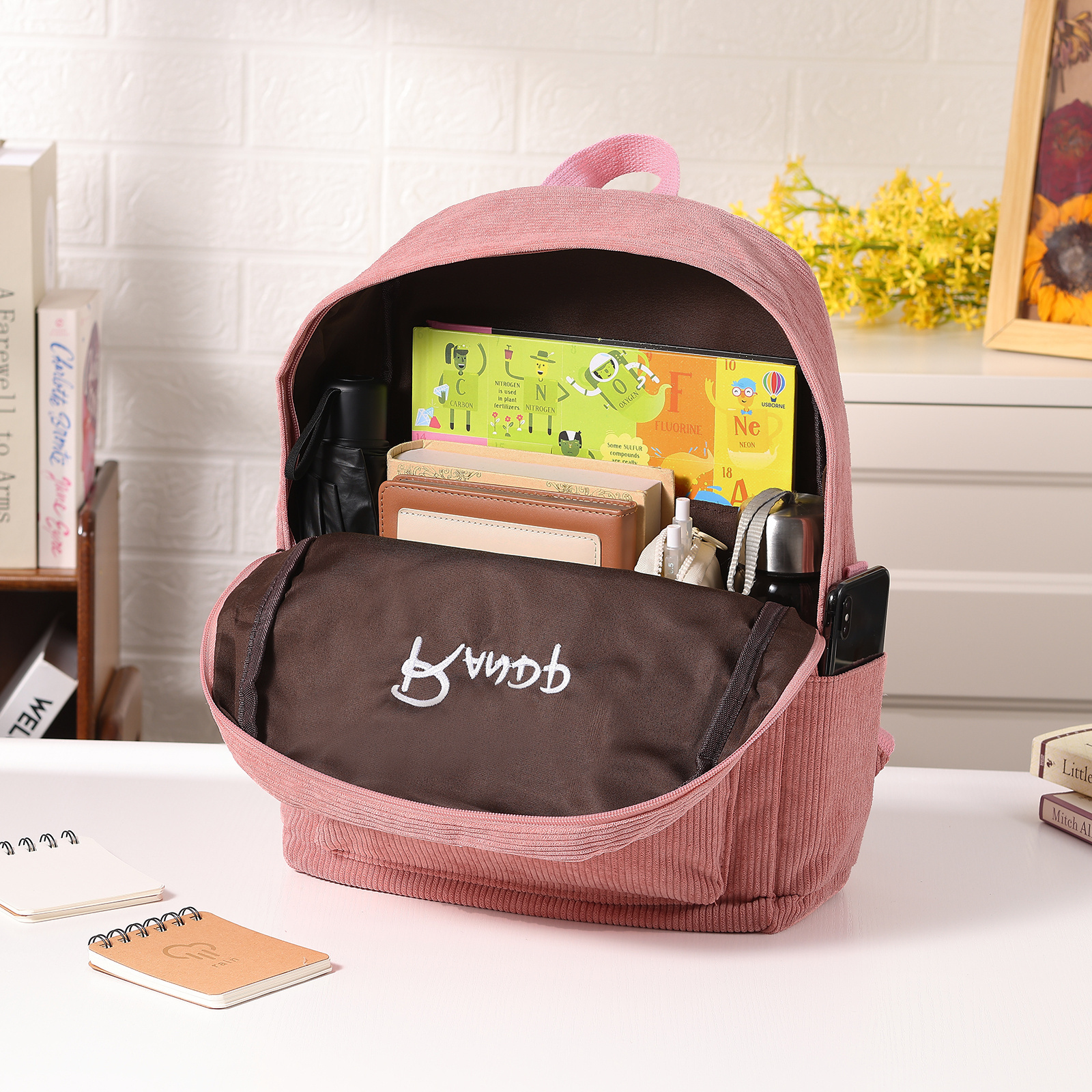 Personalised Four-Colour Corduroy Bag Name Custom Backpack for Kids Back to School Gifts | Jessemade