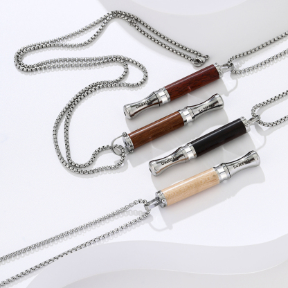 Breathing necklace with wooden pendant to relieve anxiety and stop smoking