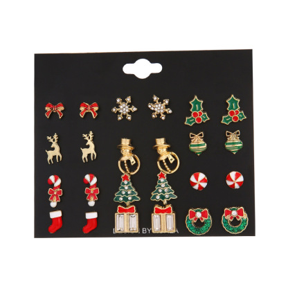 16-Pair Christmas Stud Earring Set Festive Holiday Jewelry for Women & Girls-Jessemade AU