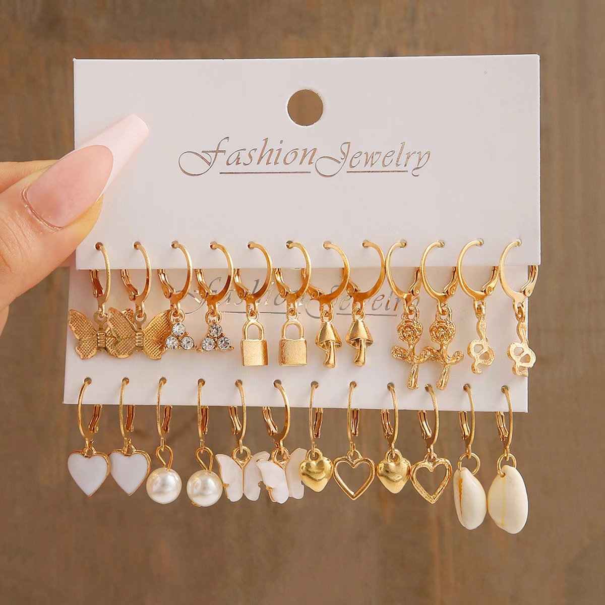 12-Pair Dangle Hoop Earrings Set Versatile Charms Collection