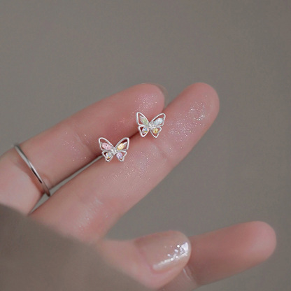 Mini Butterfly Stud Earrings – Dainty Crystal Butterfly Earrings with Multicolor Wings - Jewellery for Women & Girls | Jessemade