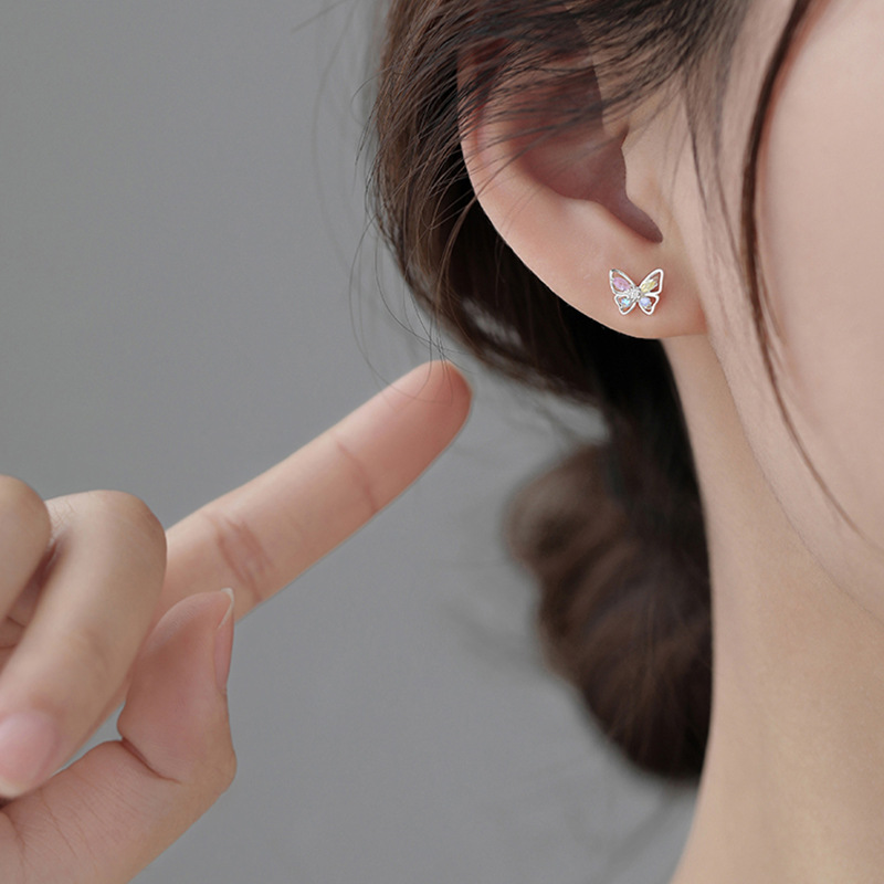 Mini Butterfly Stud Earrings – Dainty Crystal Butterfly Earrings with Multicolor Wings - Jewellery for Women & Girls | Jessemade