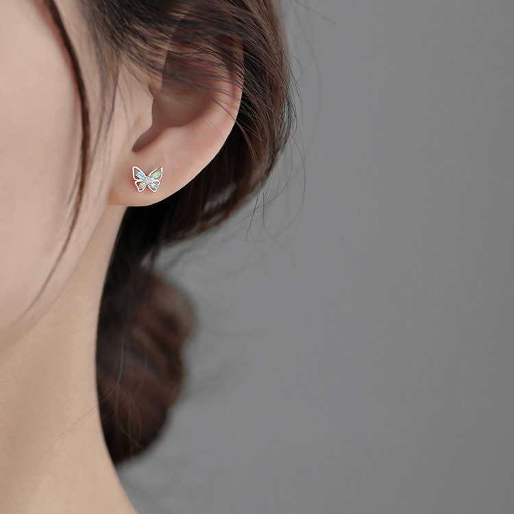 Mini Butterfly Stud Earrings – Dainty Crystal Butterfly Earrings with Multicolor Wings - Jewellery for Women & Girls | Jessemade