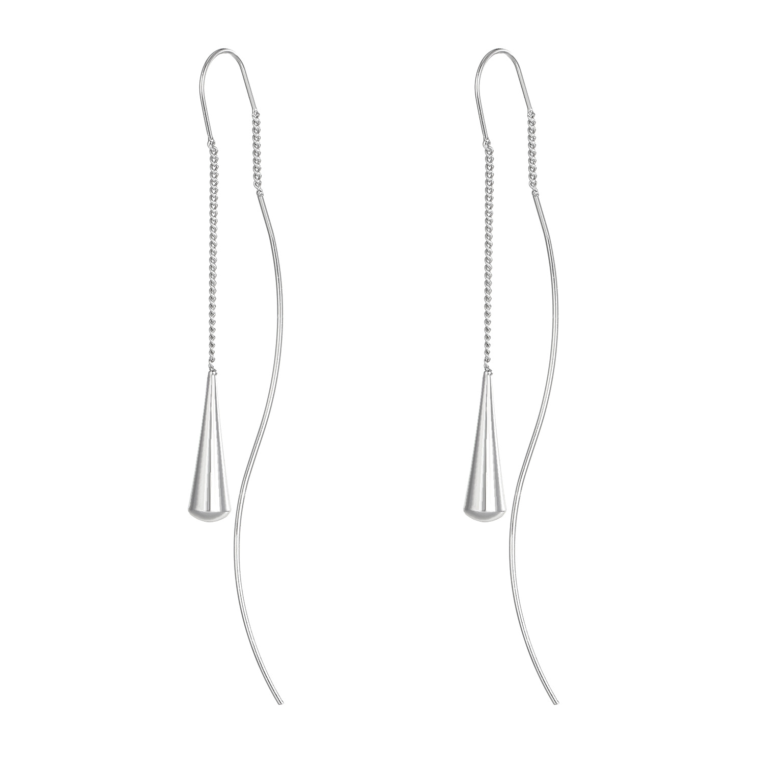 Minimalist Drop Threader Earrings – Long Sleek Pull-Through Dangle Earrings - Lightweight Modern Jewellery for Women | Jessemade