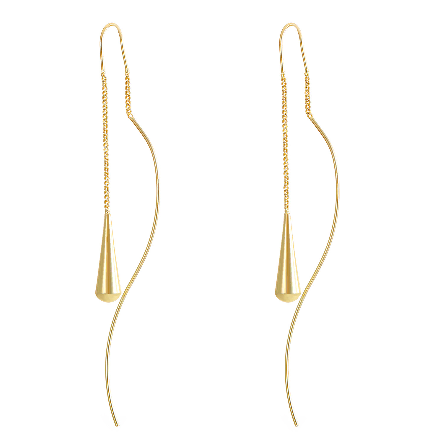 Minimalist Drop Threader Earrings – Long Sleek Pull-Through Dangle Earrings - Lightweight Modern Jewellery for Women | Jessemade