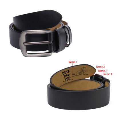 Personalised Belt Custom 2-6 Names Leather Belt with Fist Bump Gift for Him | Father’s Day Gift | Jessemade