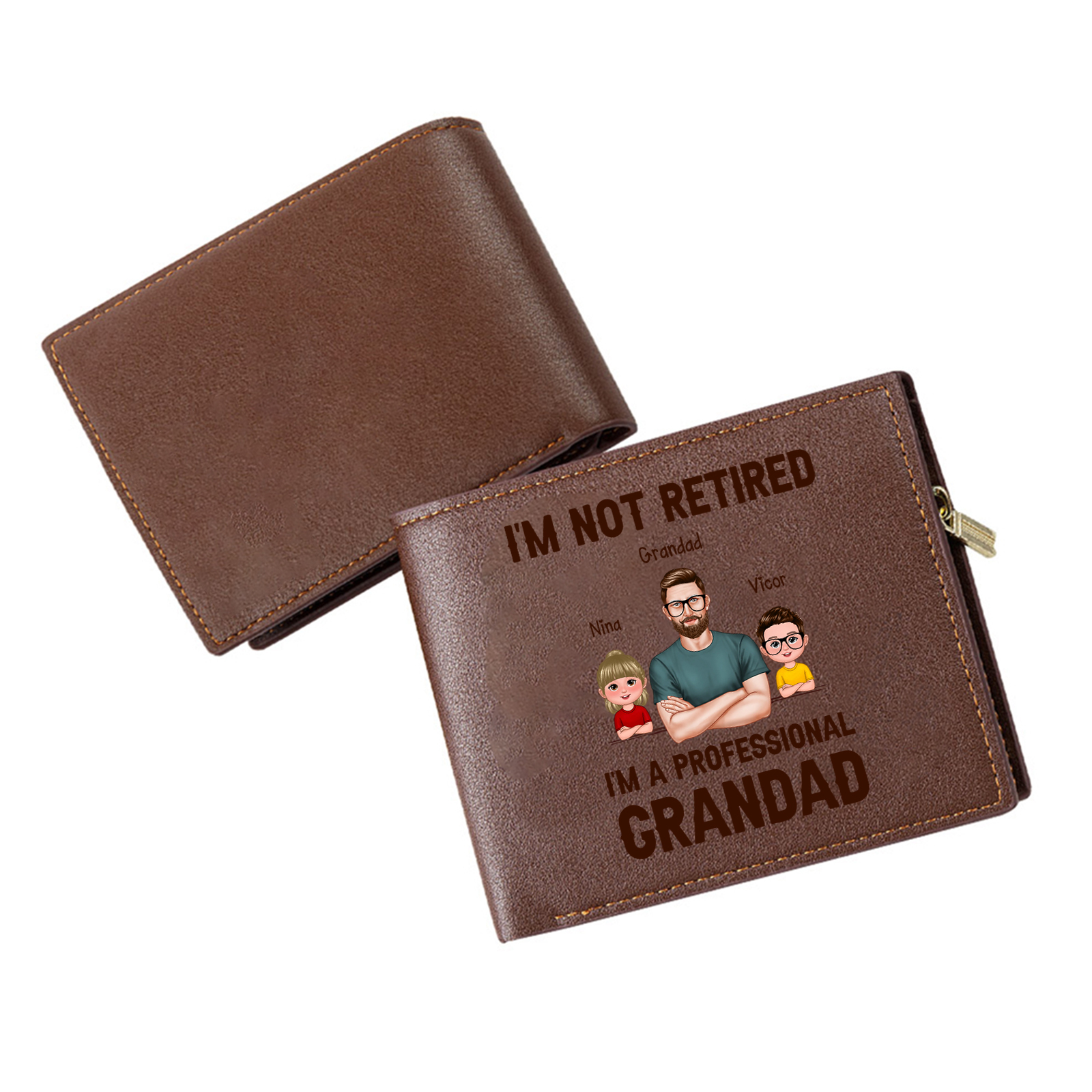 Personalised PU leather wallet, "I'm a professional grandad"