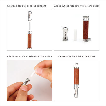 Breathing necklace with wooden pendant to relieve anxiety and stop smoking