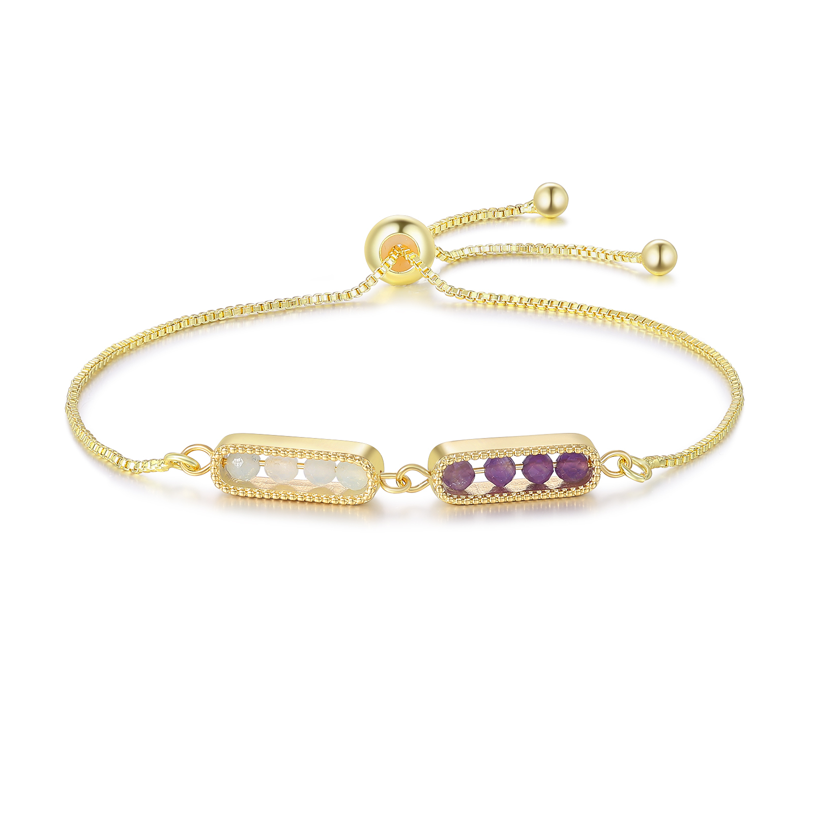 Personalised bar bracelet with birthstone, adjustable in a minimalist design