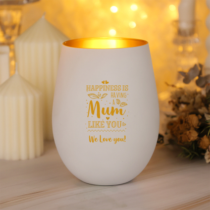 Personalised glass candle holder with photo – gift for Mum with a custom photo and one-line text – Mother’s Day or birthday gift for Mum | Jessemade