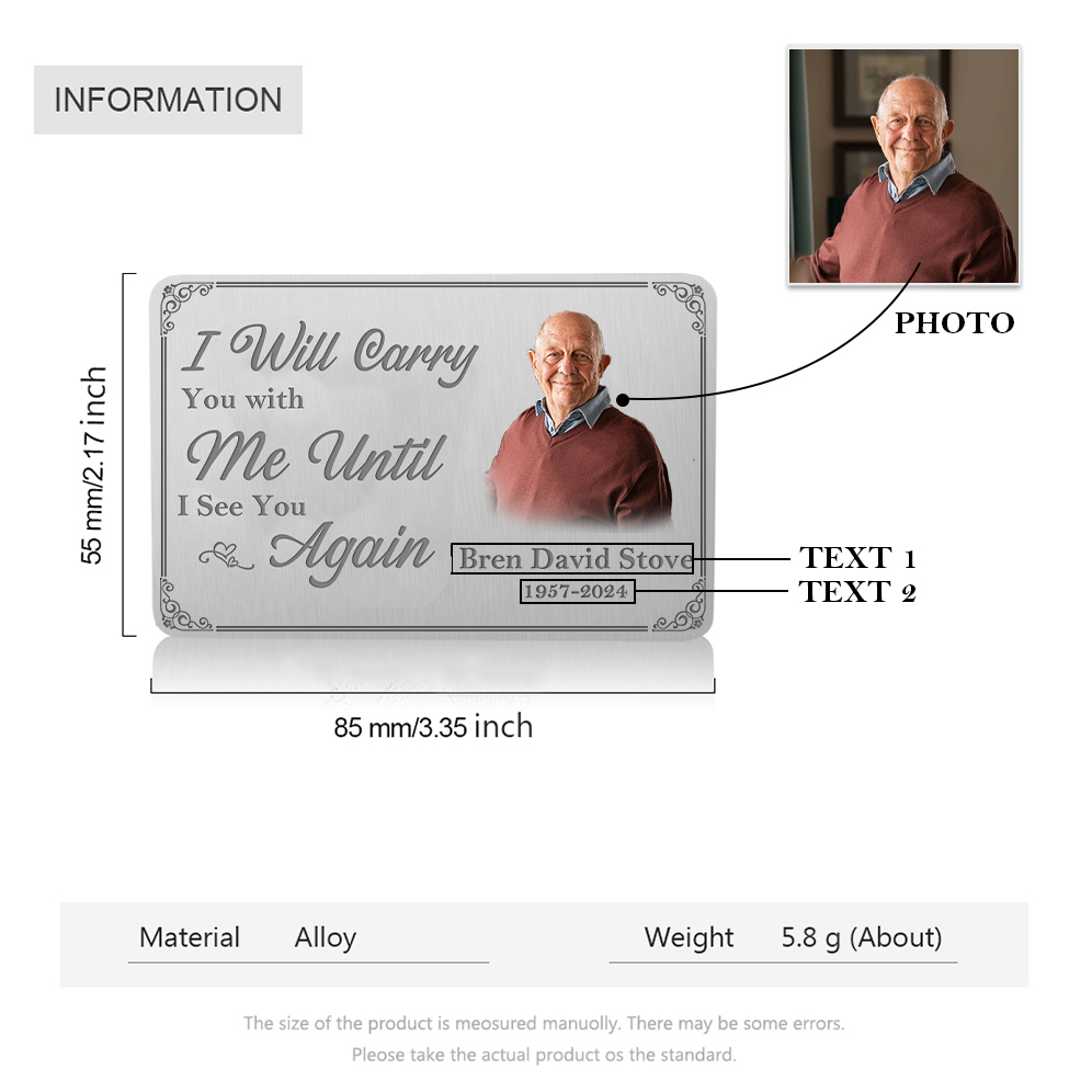 Men Photo Wallet Set Personalised Letter Custom Name Wallet Memorial Gift for Him-Jessemade AU