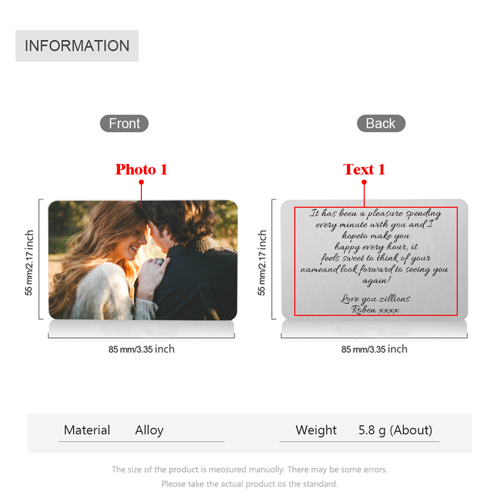 Personalised Gift Set for Him Custom Photo Wallet & Wallet Card Perfect Christmas or Valentines Day Gift