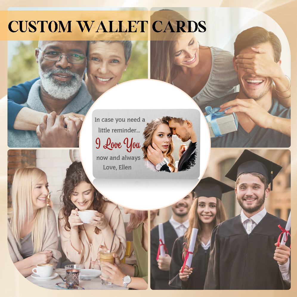 Personalised Couple Photo Alloy Wallet Card Custom with Text Romantic Gift for Loved Ones-Jessemade AU