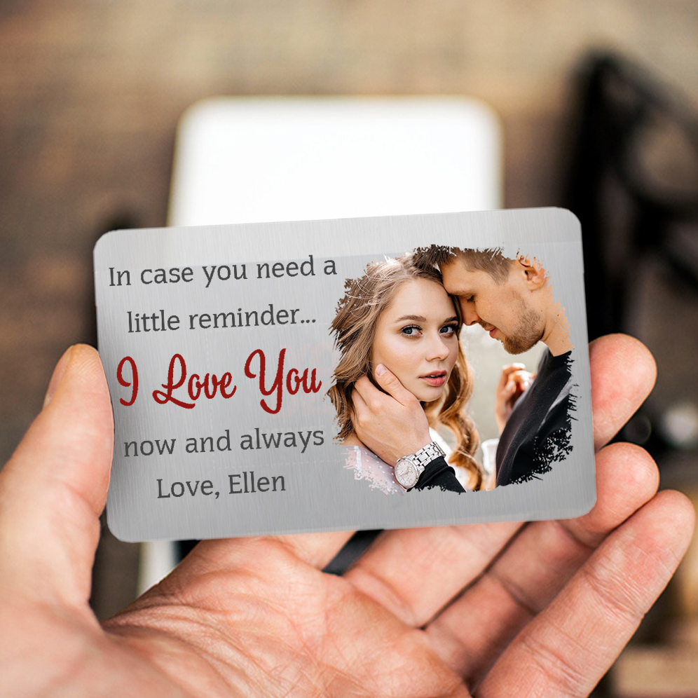 Personalised Couple Photo Alloy Wallet Card Custom with Text Romantic Gift for Loved Ones