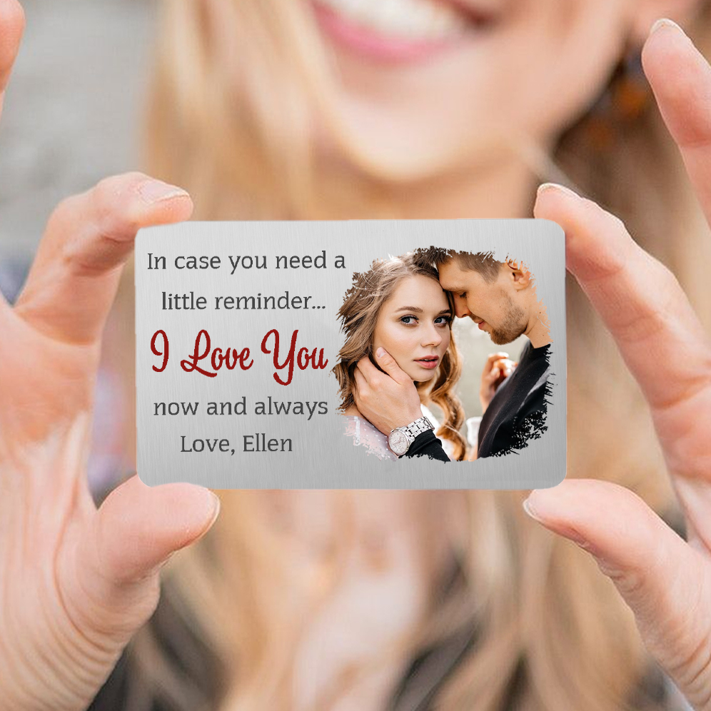 Personalised Couple Photo Alloy Wallet Card Custom with Text Romantic Gift for Loved Ones-Jessemade AU