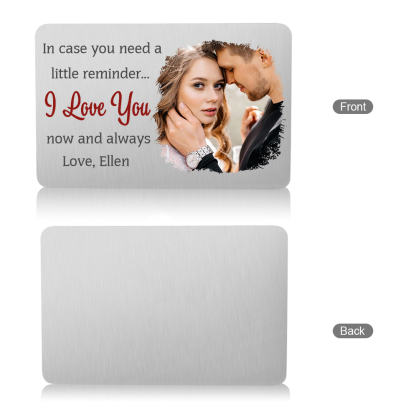 Personalised Couple Photo Alloy Wallet Card Custom with Text Romantic Gift for Loved Ones-Jessemade AU