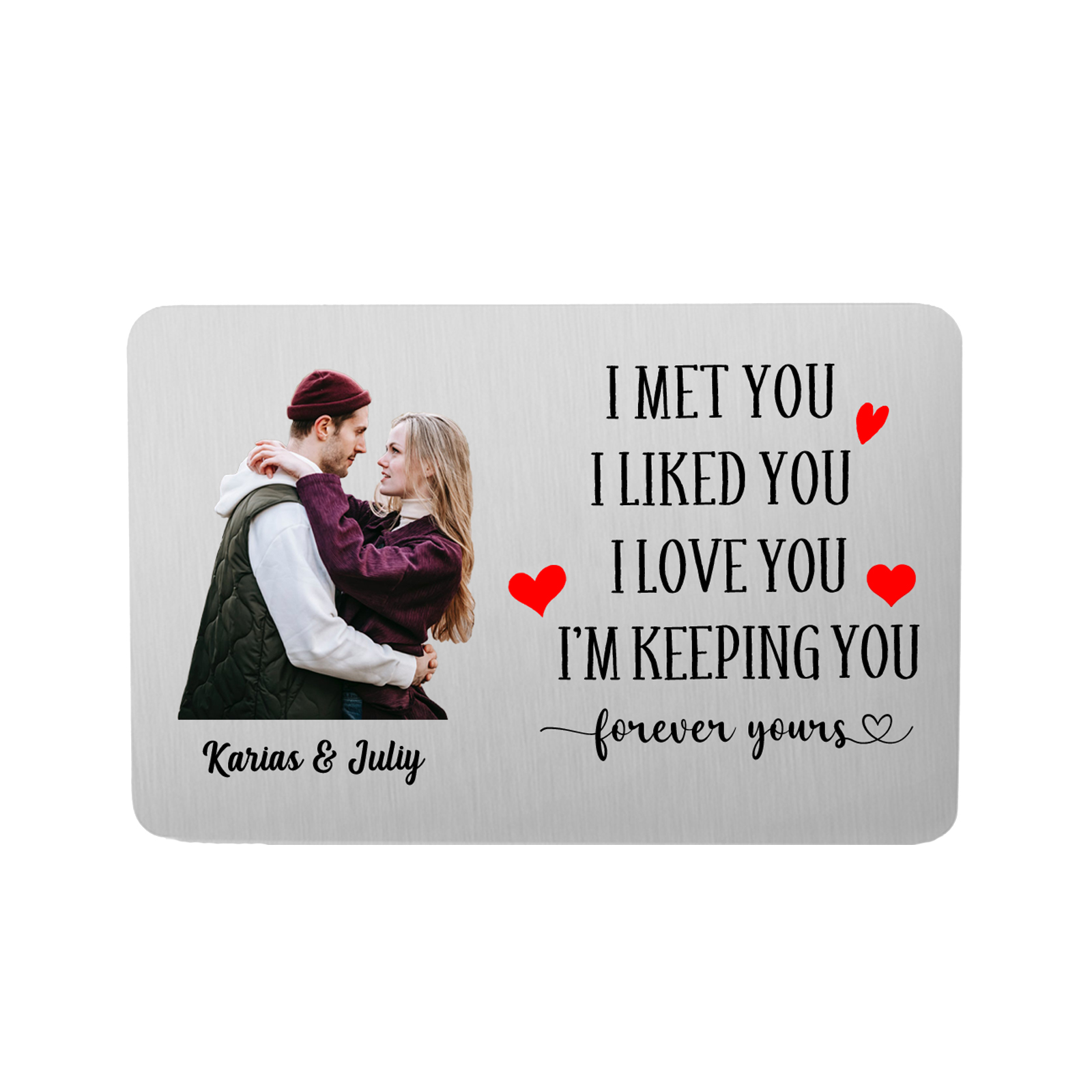 Couple Wallet Card Custom Photo Personalised with 2 Names Wallet Insert Card-Jessemade AU