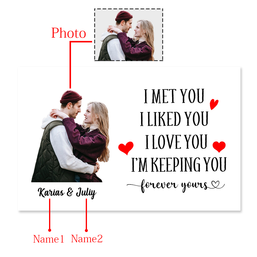 Couple Wallet Card Custom Photo Personalised with 2 Names Wallet Insert Card-Jessemade AU