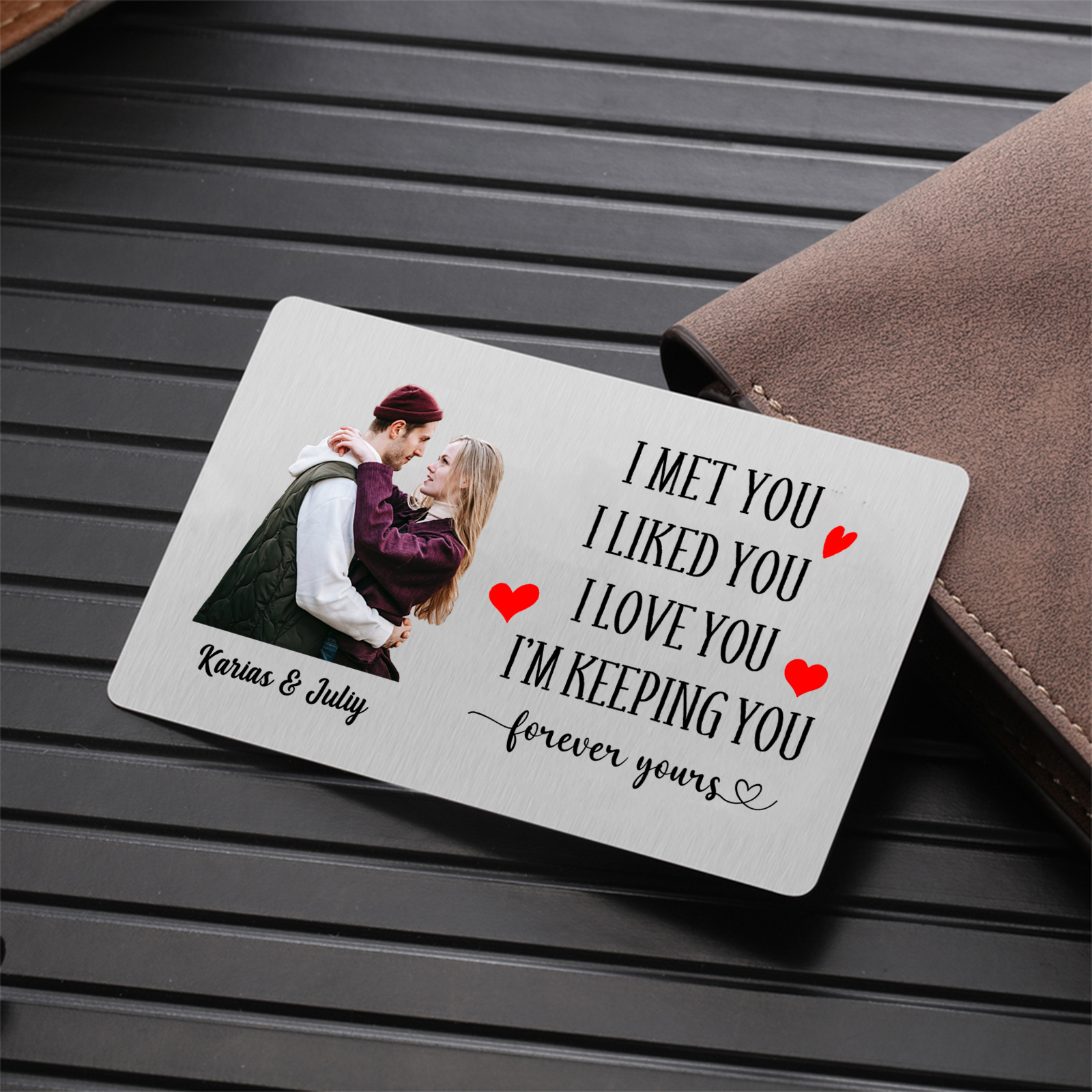 Couple Wallet Card Custom Photo Personalised with 2 Names Wallet Insert Card-Jessemade AU