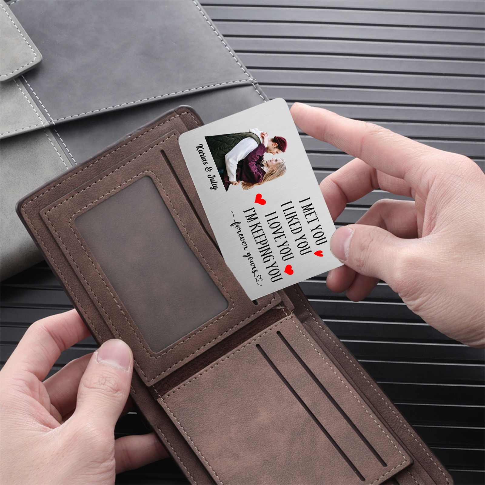 Couple Wallet Card Custom Photo Personalised with 2 Names Wallet Insert Card-Jessemade AU