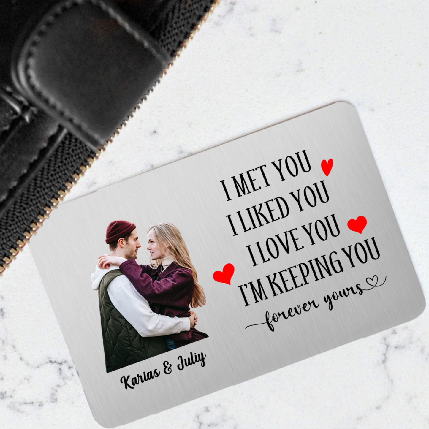 Couple Wallet Card Custom Photo Personalised with 2 Names Wallet Insert Card-Jessemade AU